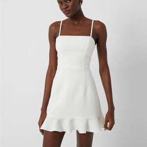 French Connection Whisper Frill Hem Dress summer white US Size 8 Graduation